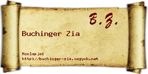 Buchinger Zia névjegykártya